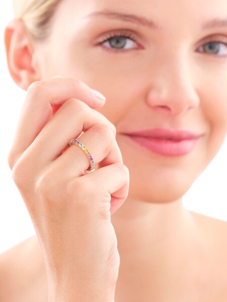 Zlatý prsten s briliantem a ozdobnými kameny - ryzost 585