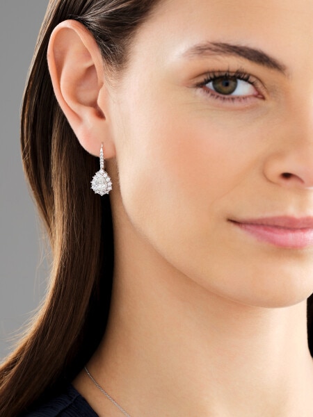 18 K Rhodium-Plated White Gold Earrings 3,17 ct - fineness 18 K