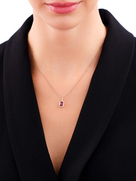 14 K Yellow Gold Pendant with Synthetic Ruby