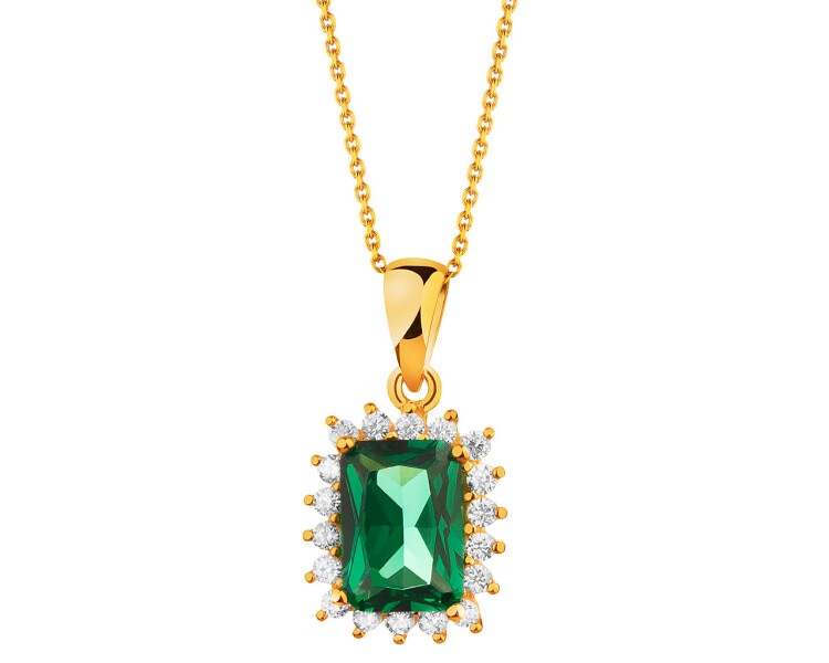 8 K Yellow Gold Pendant with Synthetic Emerald