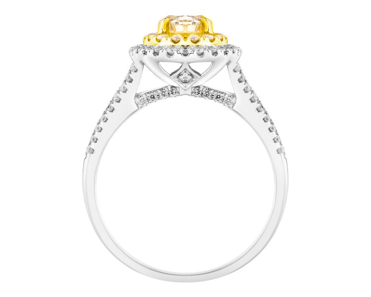 Prsten z bílého a žlutého zlata s diamanty Fancy Light Yellow 1,56 ct - ryzost 750