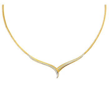 Yellow gold necklace with diamonds 0,31 ct - fineness 14 K