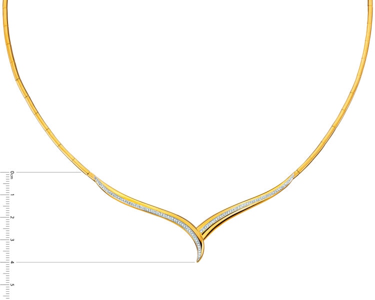 Yellow gold necklace with diamonds - 0,30 ct - fineness 14 K