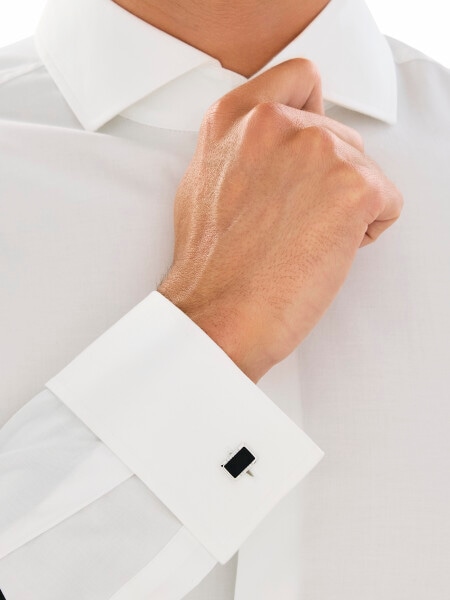 Manžetové knoflíčky z bílého zlata s diamanty a onyxy - ryzost 585