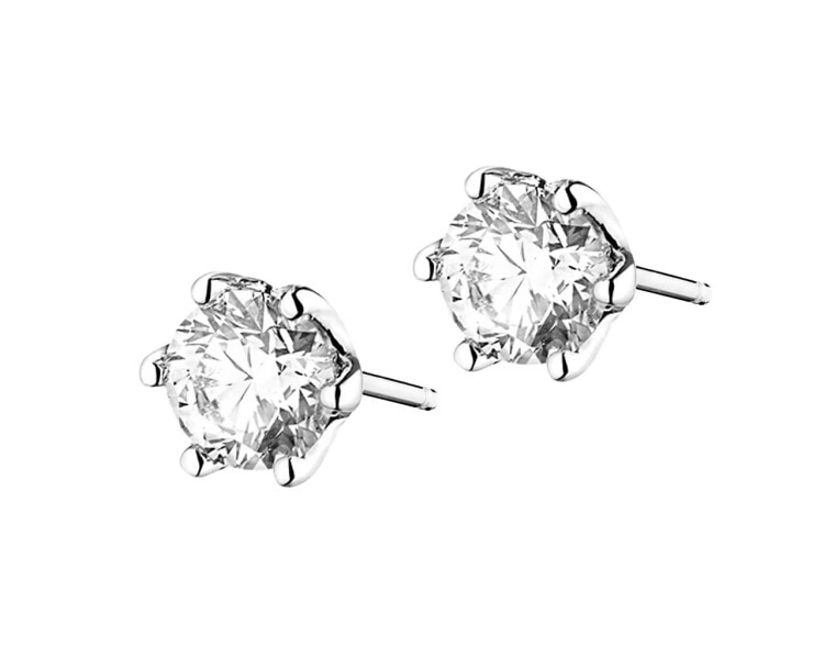 14 K Rhodium-Plated White Gold Earrings with Diamonds - 1,00 ct - fineness 14 K