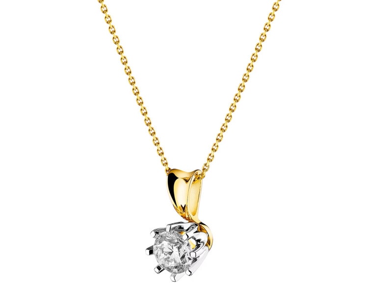 White and yellow gold pendant with brilliant 0,50 ct - fineness 585