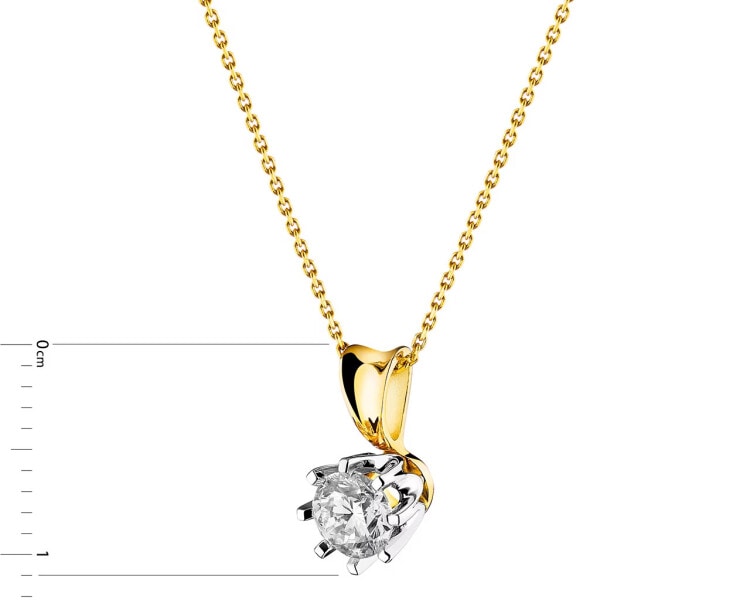 White and yellow gold pendant with brilliant 0,50 ct - fineness 585