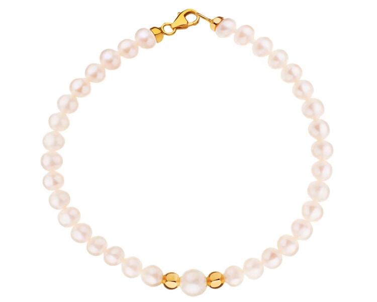 9 K Yellow Gold Bracelet with Pearl