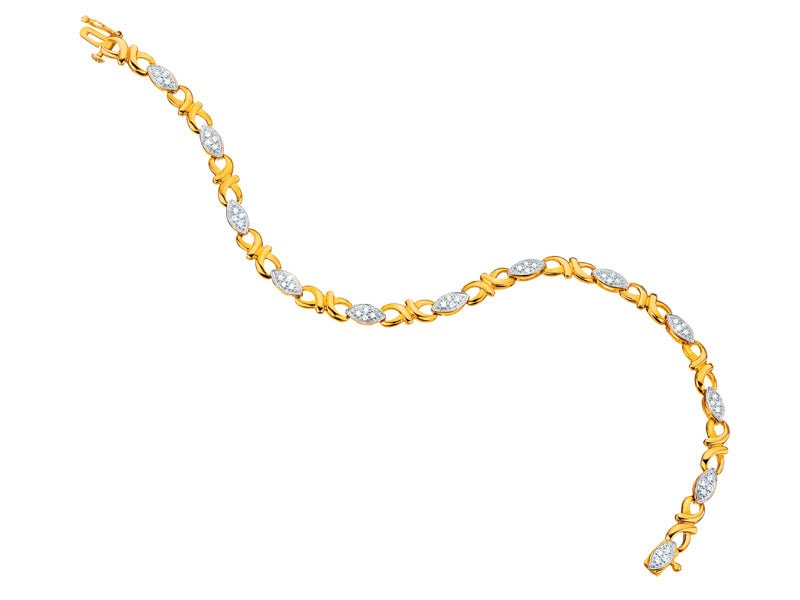Bransoleta z żółtego złota z diamentami - 18 cm - 0,19 ct - próba 585