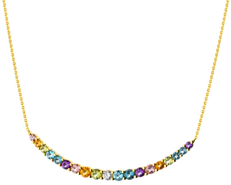 9 K Yellow Gold Necklace with Diamond - fineness 9 K