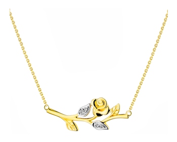 Zlatý náhrdelník s diamanty - růže 0,02 ct - ryzost 585