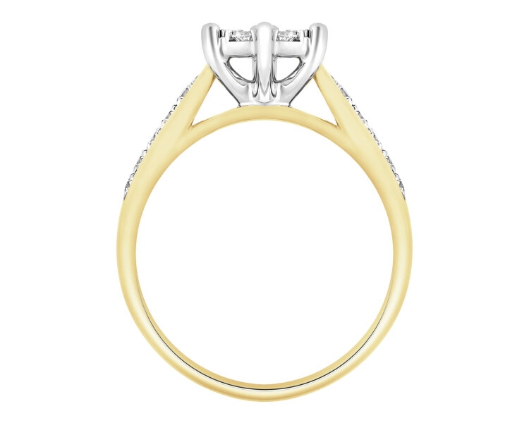 Yellow and White Gold Plated Ring - 0,57 ct - fineness 585