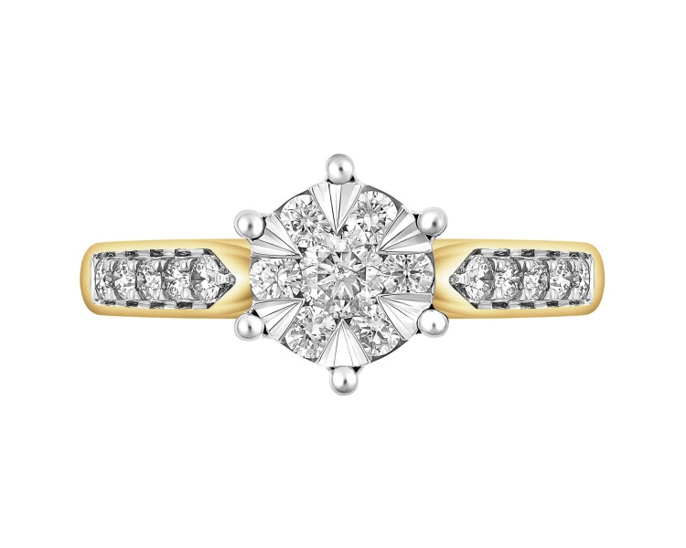 Yellow and White Gold Plated Ring - 0,57 ct - fineness 585