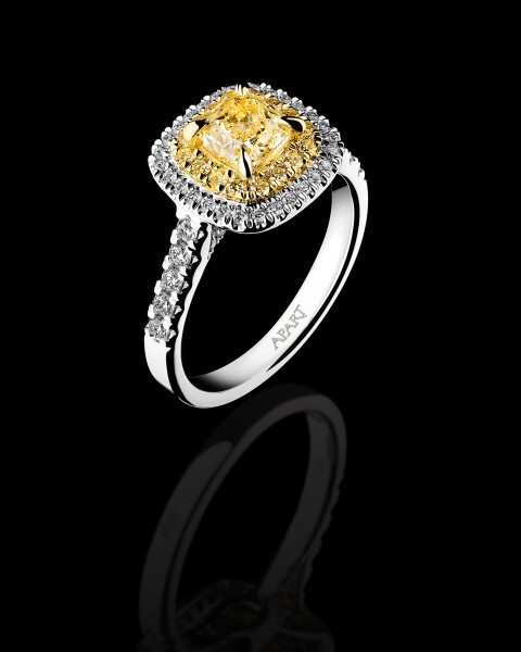 750 Rhodium-Plated White Gold, Yellow Gold Ring - 1,57 ct - fineness 750