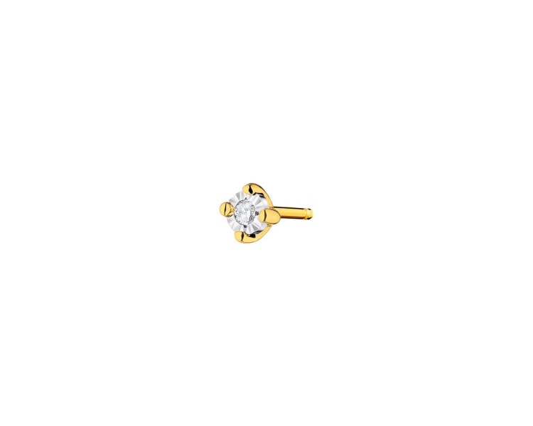 Náušnice ze žlutého a bílého zlata s diamanty 0,01 ct - ryzost 585
