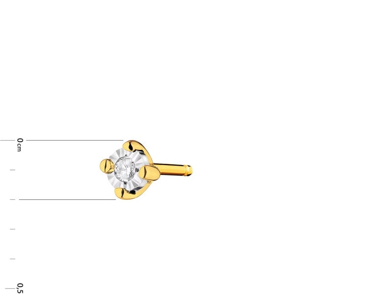 Náušnice ze žlutého a bílého zlata s diamanty 0,01 ct - ryzost 585