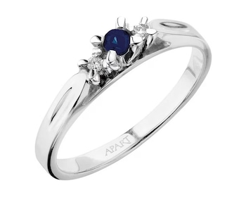 Yellow and white gold ring with brilliants and sapphire - fineness 14 K