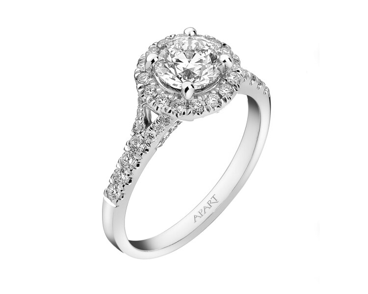 18 K Rhodium-Plated White Gold Ring 1,45 ct - fineness 18 K