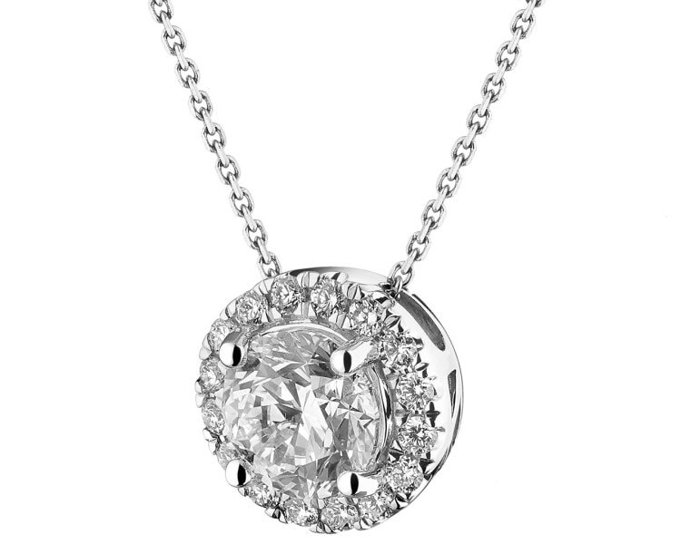 18 K Rhodium-Plated White Gold Necklace 1,17 ct - fineness 18 K