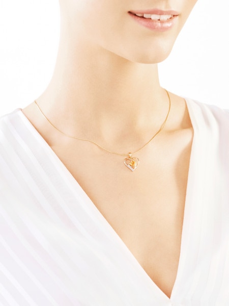 Yellow gold pendant with diamond and citrine - fineness 14 K
