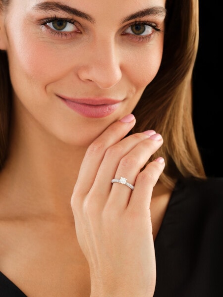 18 K Rhodium-Plated White Gold Ring - 0,90 ct - fineness 18 K