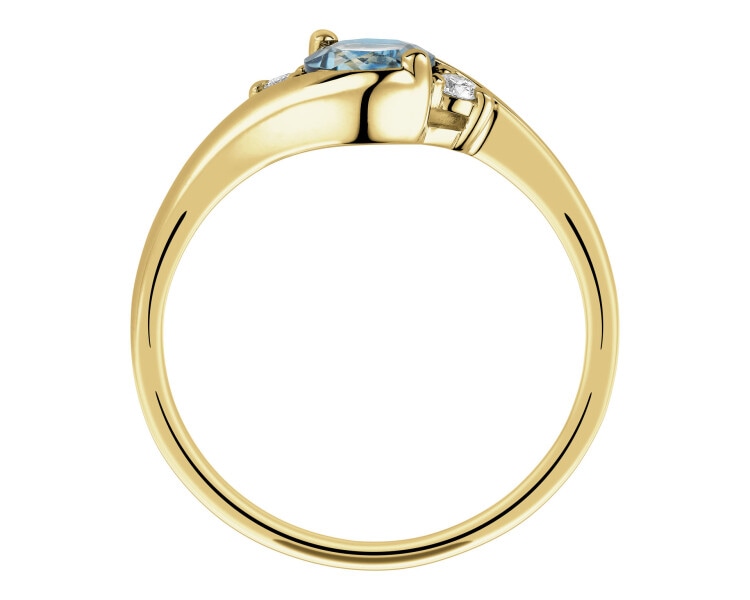 Zlatý prsten s brilianty a topazem - ryzost 585