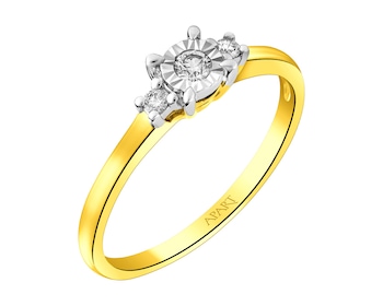 Prsten ze žlutého a bílého zlata s brilianty 0,08 ct - ryzost 585