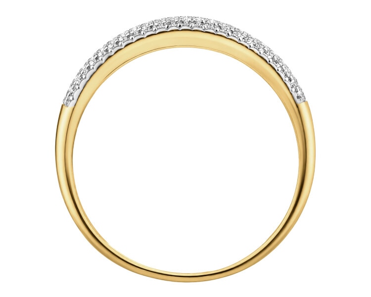 Pierścionek z żółtego złota z diamentami - 0,10 ct - próba 585
