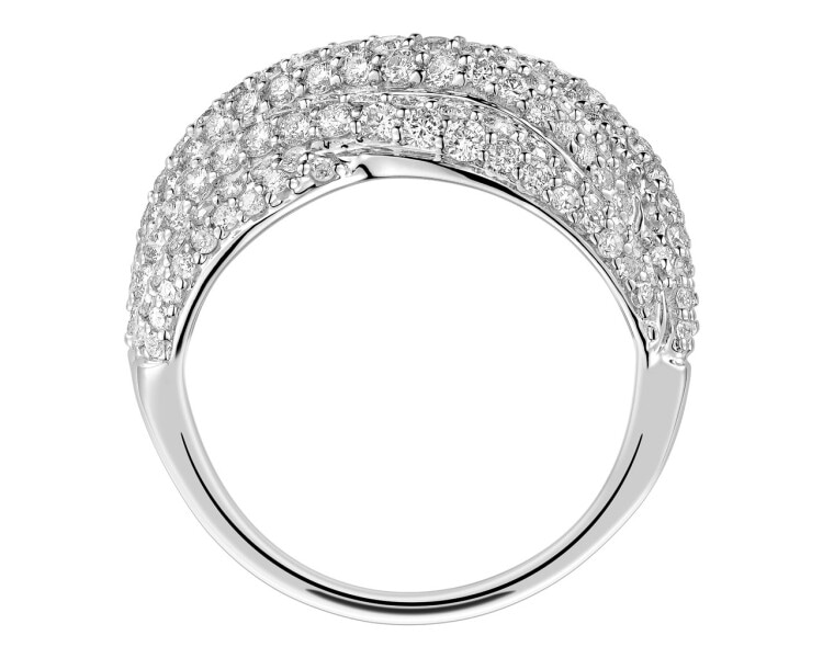 14 K Rhodium-Plated White Gold Ring with Diamonds 2,13 ct - fineness 14 K