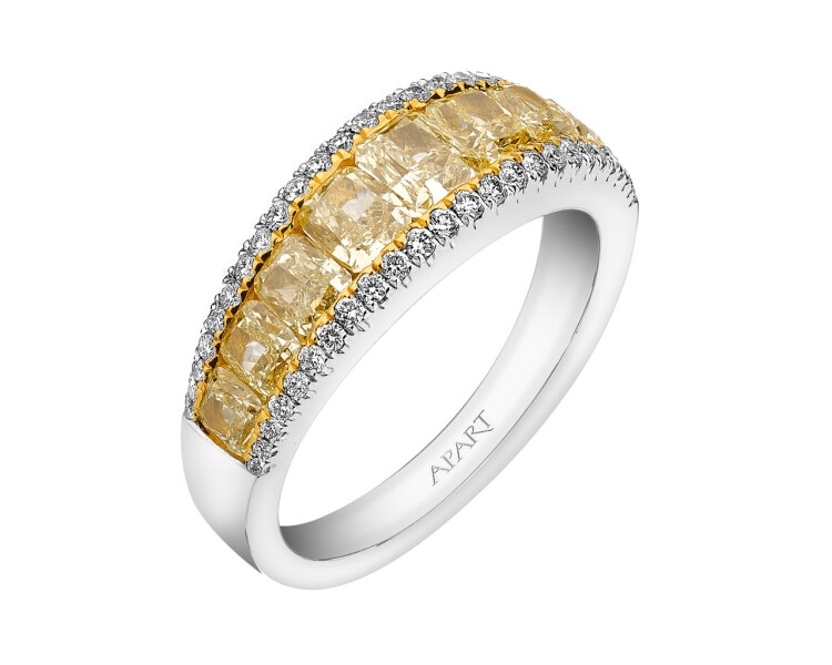 Prsten z bílého zlata s diamanty Fancy Light Yellow 3,02 ct - ryzost 750