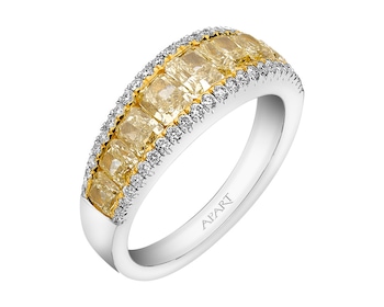 Prsten z bílého zlata s diamanty Fancy Light Yellow 3,02 ct - ryzost 750