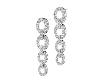 14 K Rhodium-Plated White Gold Dangling Earring with Diamonds 1,01 ct - fineness 14 K
