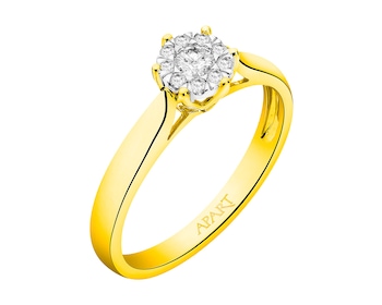14 K Rhodium-Plated Yellow Gold Ring  0,38 ct - fineness 14 K