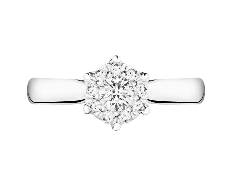 14 K Rhodium-Plated White Gold Ring  0,38 ct - fineness 14 K