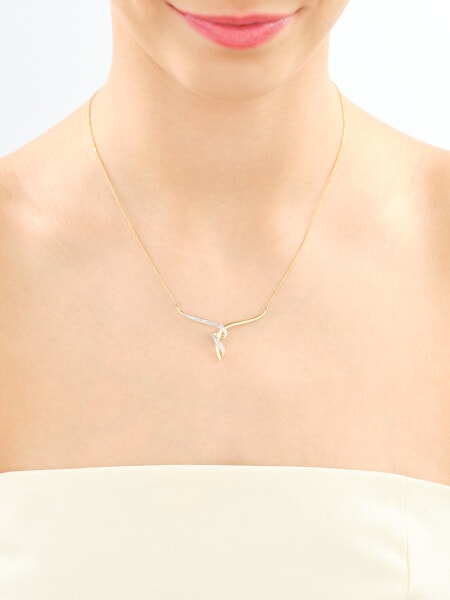 9 K Rhodium-Plated Yellow Gold Necklace with Diamonds - 0,03 ct - fineness 9 K
