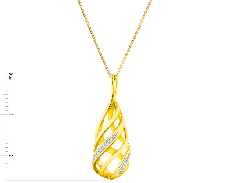 14 K Rhodium-Plated Yellow Gold Pendant with Diamonds 0,04 ct - fineness 14 K