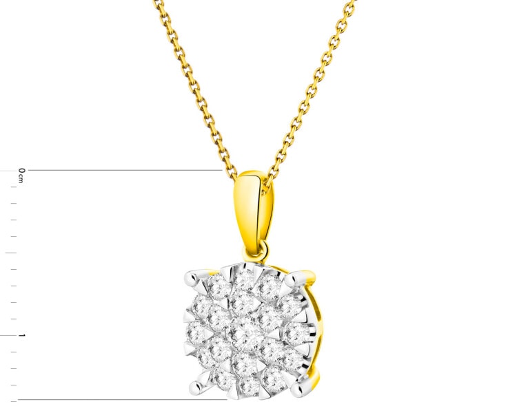 14 K Rhodium-Plated Yellow Gold Pendant with Diamonds 0,35 ct - fineness 14 K
