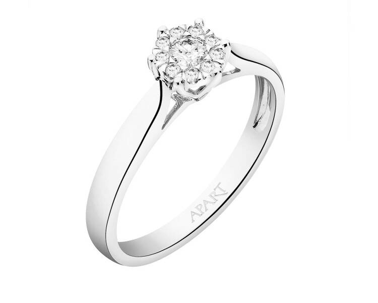 14 K Rhodium-Plated White Gold Ring 0,23 ct - fineness 14 K
