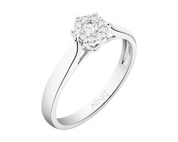 14 K Rhodium-Plated White Gold Ring  0,23 ct - fineness 14 K