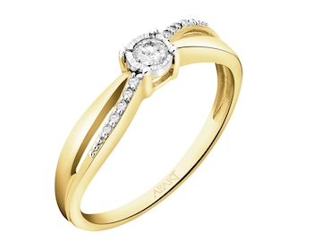 Prsten ze žlutého a bílého zlata s diamanty 0,12 ct - ryzost 585