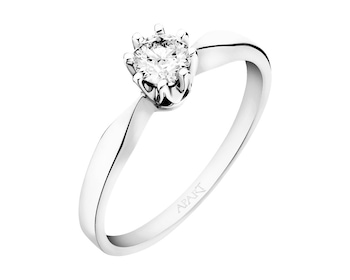 14 K Rhodium-Plated White Gold Ring with Diamond 0,30 ct - fineness 14 K