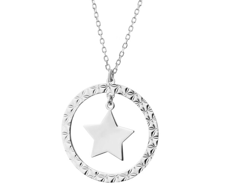 Stříbrný náhrdelník - hvězda, kroužek