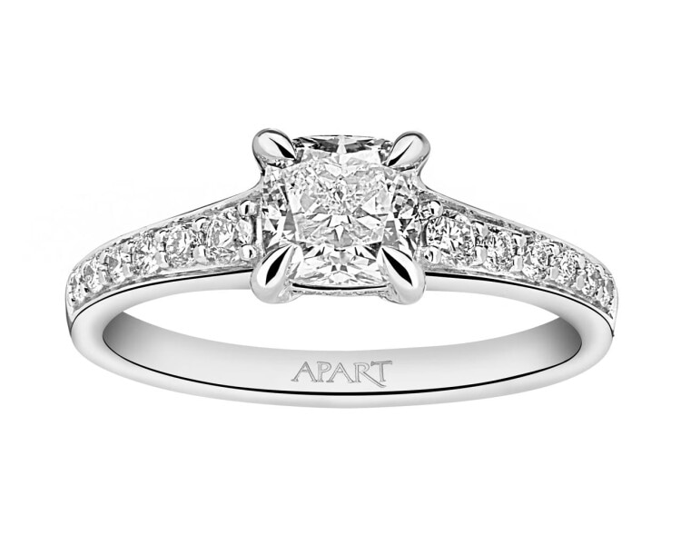 18 K Rhodium-Plated White Gold Ring 1,24 ct - fineness 18 K