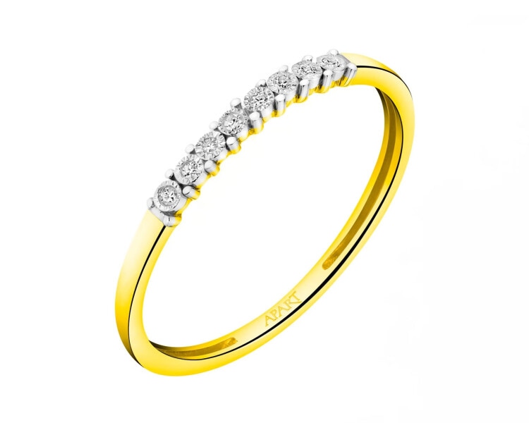 Prsten ze žlutého a bílého zlata s diamanty 0,02 ct - ryzost 585