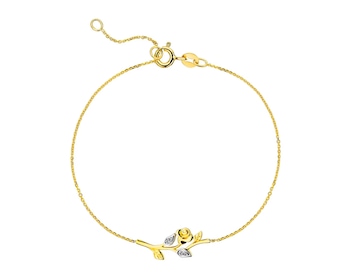 14 K Rhodium-Plated Yellow Gold Bracelet with Diamonds 0,02 ct - fineness 9 K