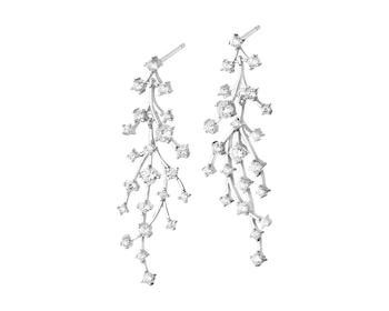 Rhodium Plated Silver Dangling Earring with Cubic Zirconia