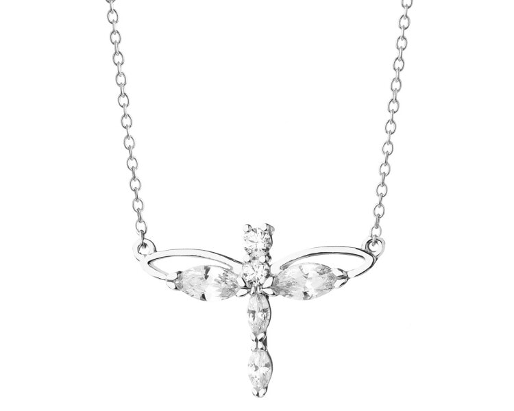 Stříbrný náhrdelník se zirkony - vážka