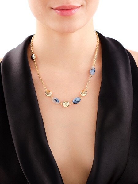 Naszyjnik z mosiądzu pozłacany z agatami