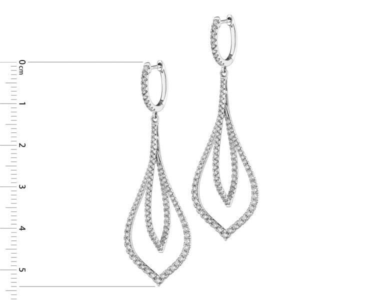 14 K Rhodium-Plated White Gold Dangling Earring with Diamonds 1,50 ct - fineness 14 K