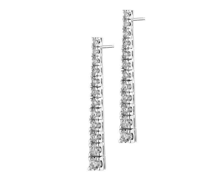 18 K Rhodium-Plated White Gold Dangling Earring with Diamonds 0,75 ct - fineness 18 K